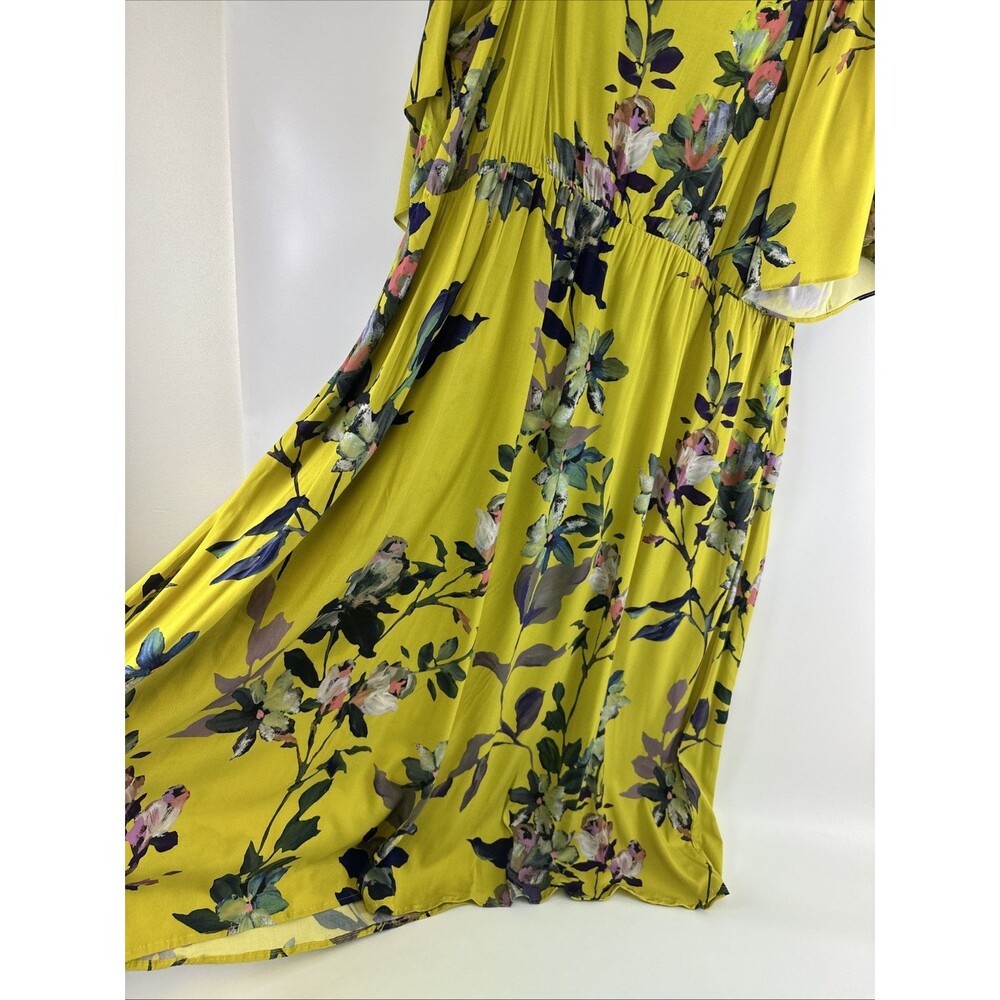 Soft Surroundings Maise Floral Smocked Midi Dress Yellow Flutter Sleeve Plus 2X - Picture 6 of 13